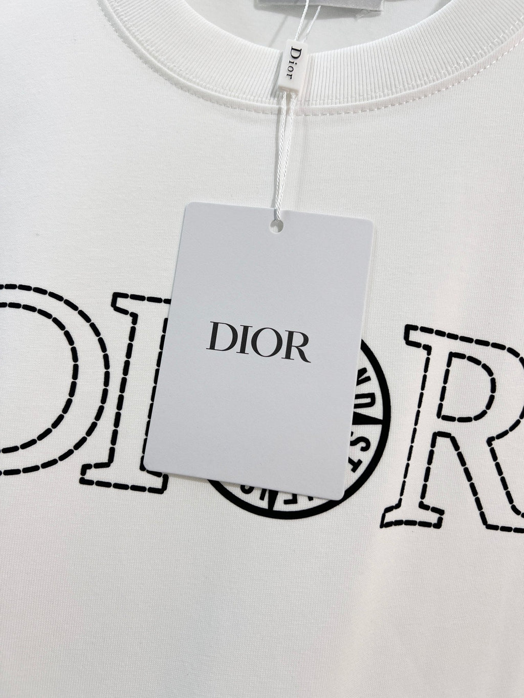Classic dotted printed letter round neck T-shirt