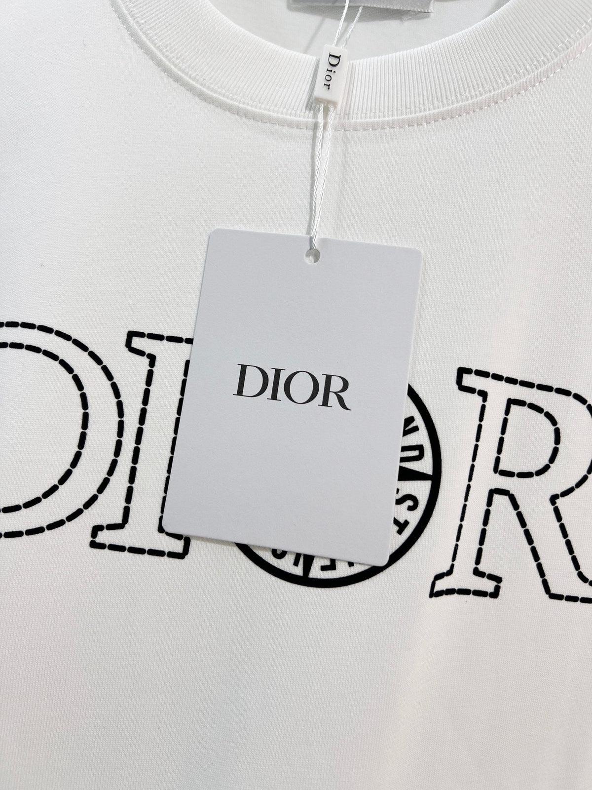 Classic dotted printed letter round neck T-shirt