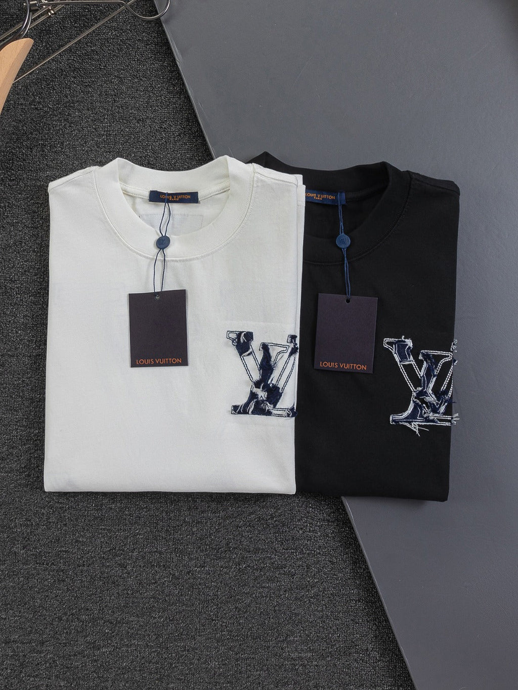 Cowboy patchwork letter embroidered round neck T-shirt
