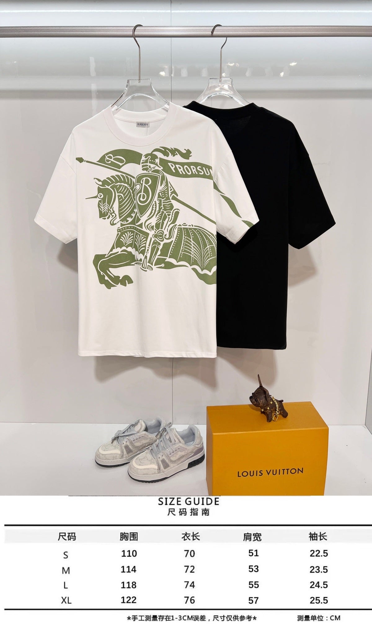 Front 3D printed horse offset letter round neck T-shirt