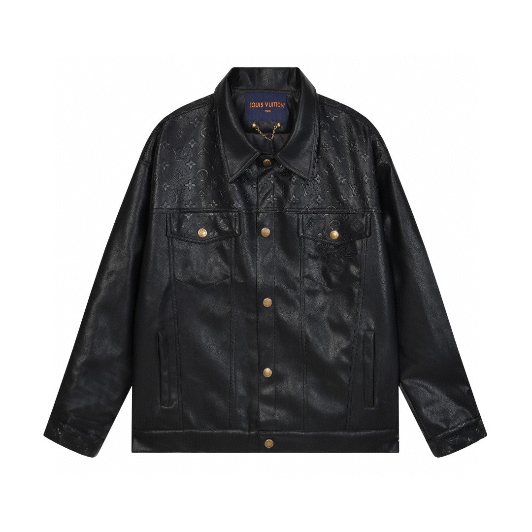 Full leather baseball jacket
