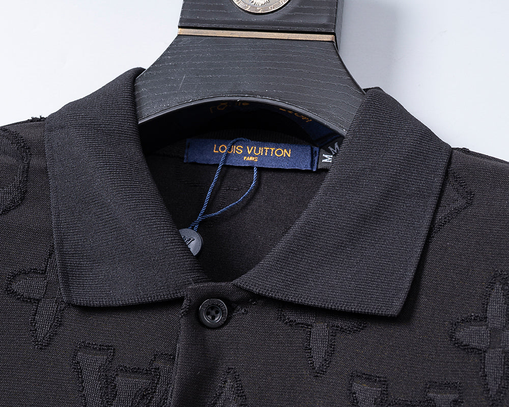 Knitted jacquard fabric lapel T-shirt