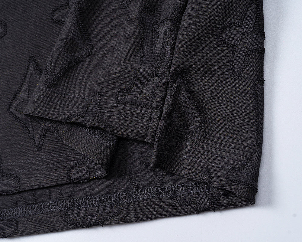 Knitted jacquard fabric lapel T-shirt