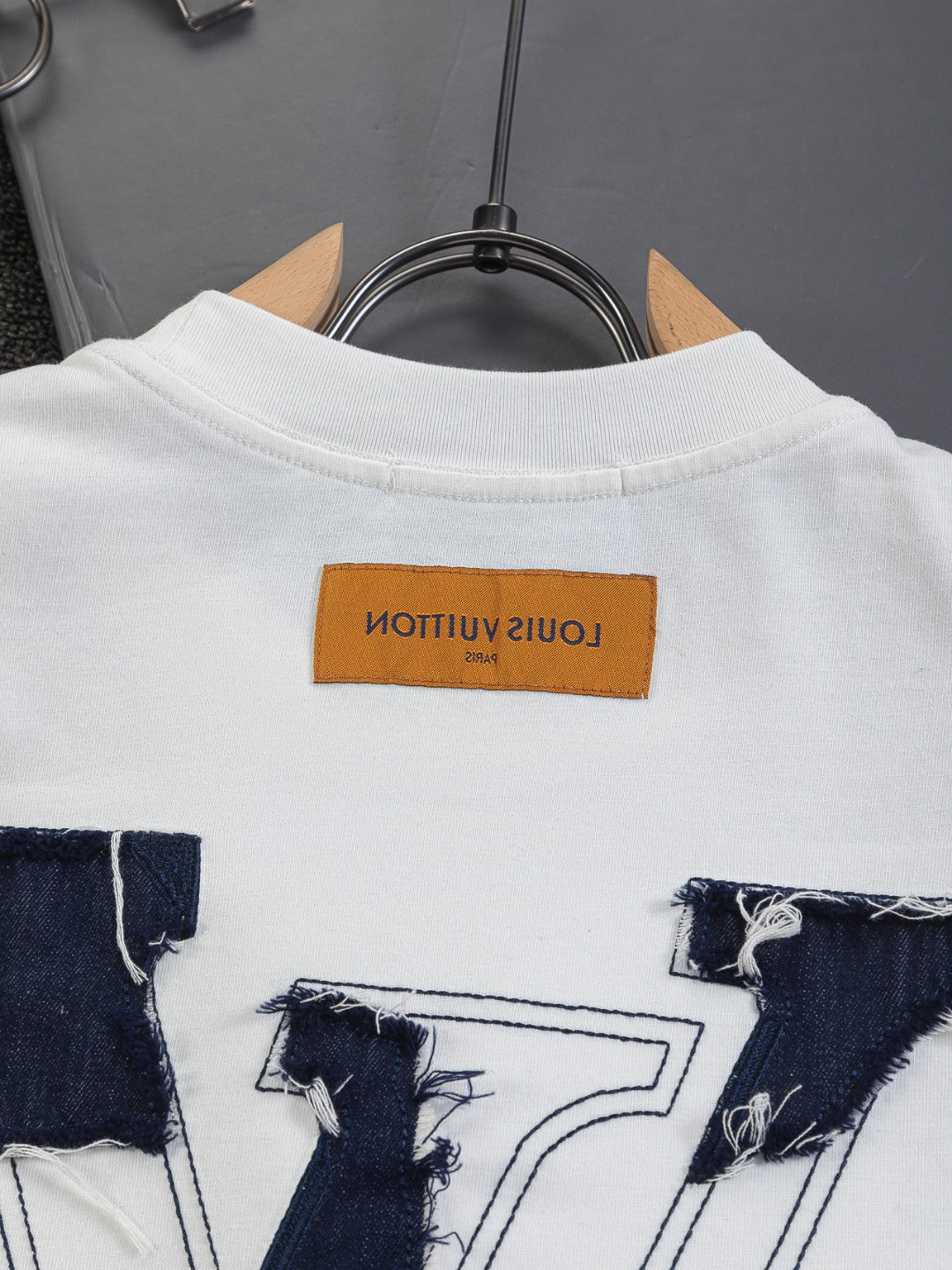 Cowboy patchwork letter embroidered round neck T-shirt