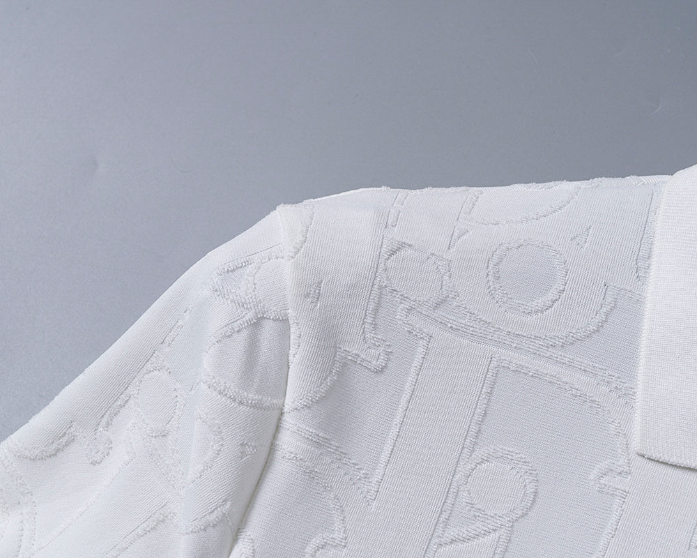 Knitted jacquard fabric lapel T-shirt