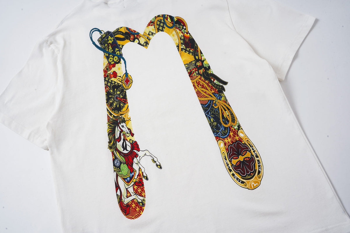 New Seagull Big M Horse Year Printed Casual Loose Round Neck Short Sleeve T-shirt