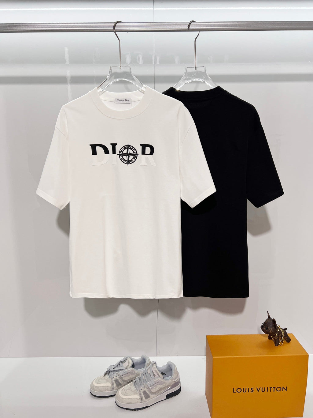 Classic Splicing Color Contrast Offset Letter Round Neck T-shirt