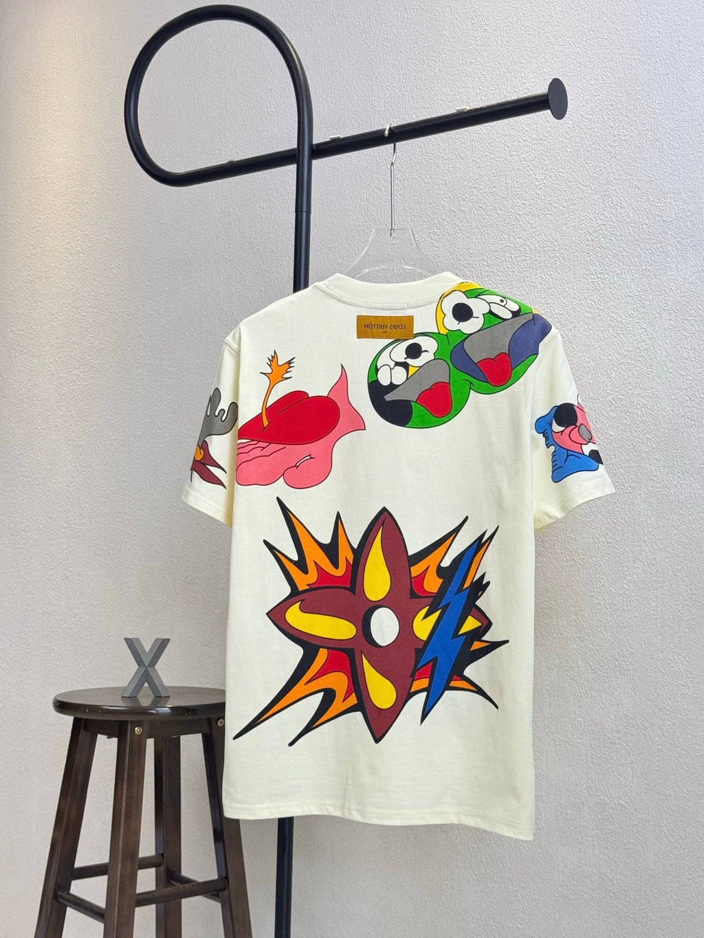 Flame printed round neck short sleeved shirt
