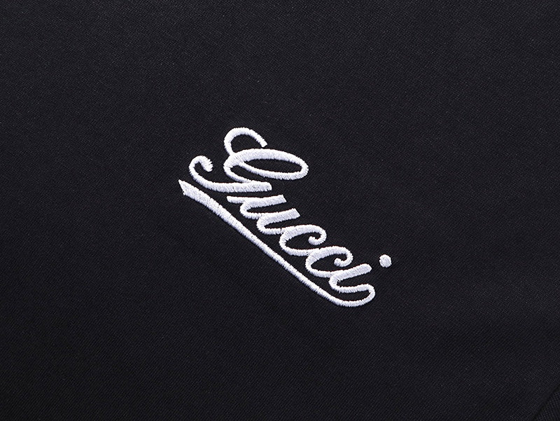 Embroidered front and printed back T-shirt