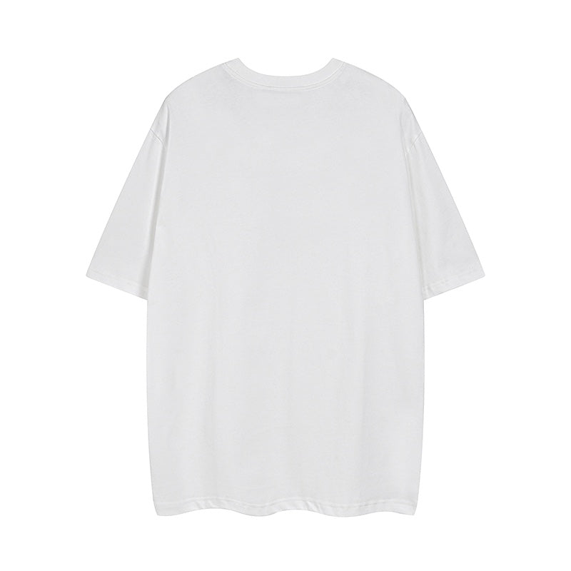 Embroidered front and printed back T-shirt