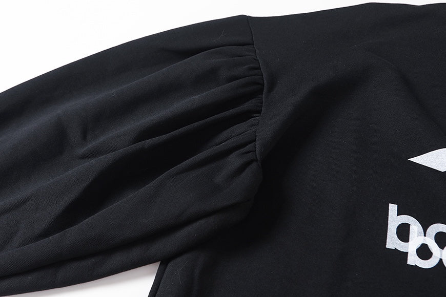 Phantom print bat sleeve round neck hoodie