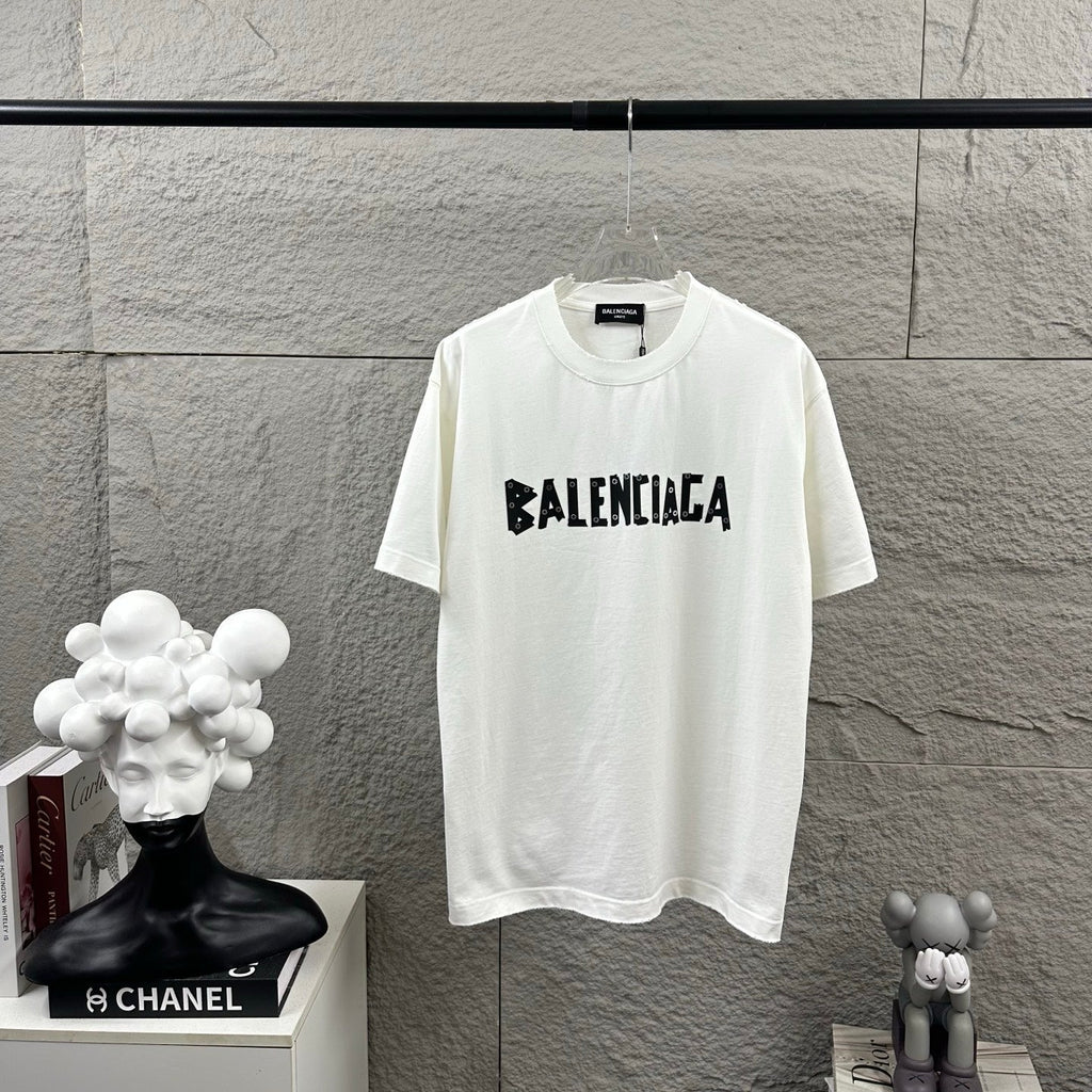 Hot stamping+hot drilling process pure cotton fabric short sleeved T-shirt for both men and women