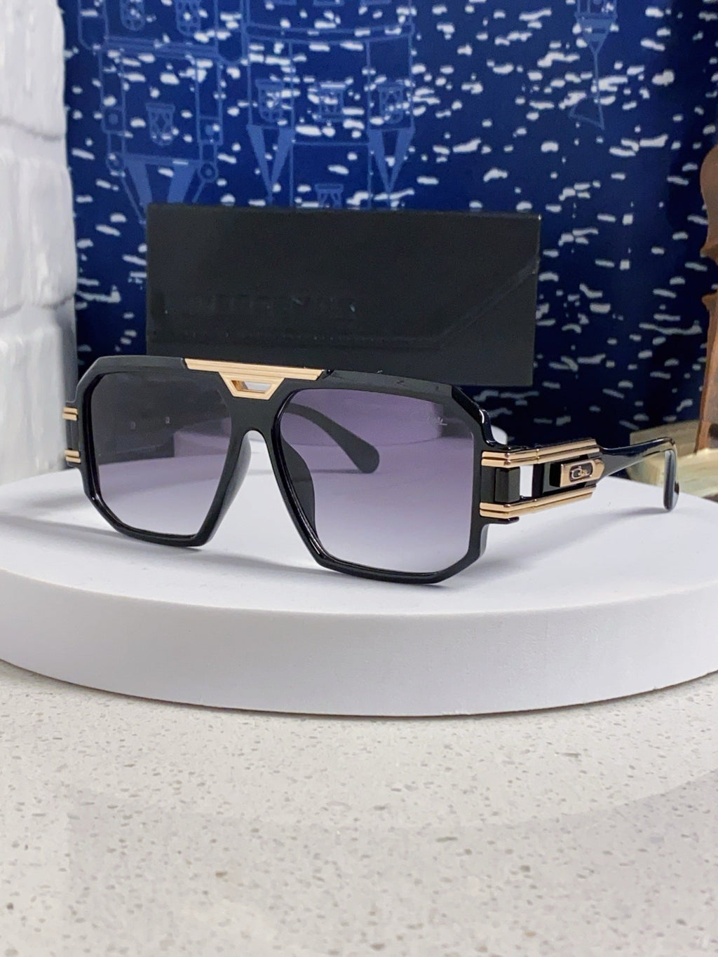 Steampunk retro square frame double beam sunglasses