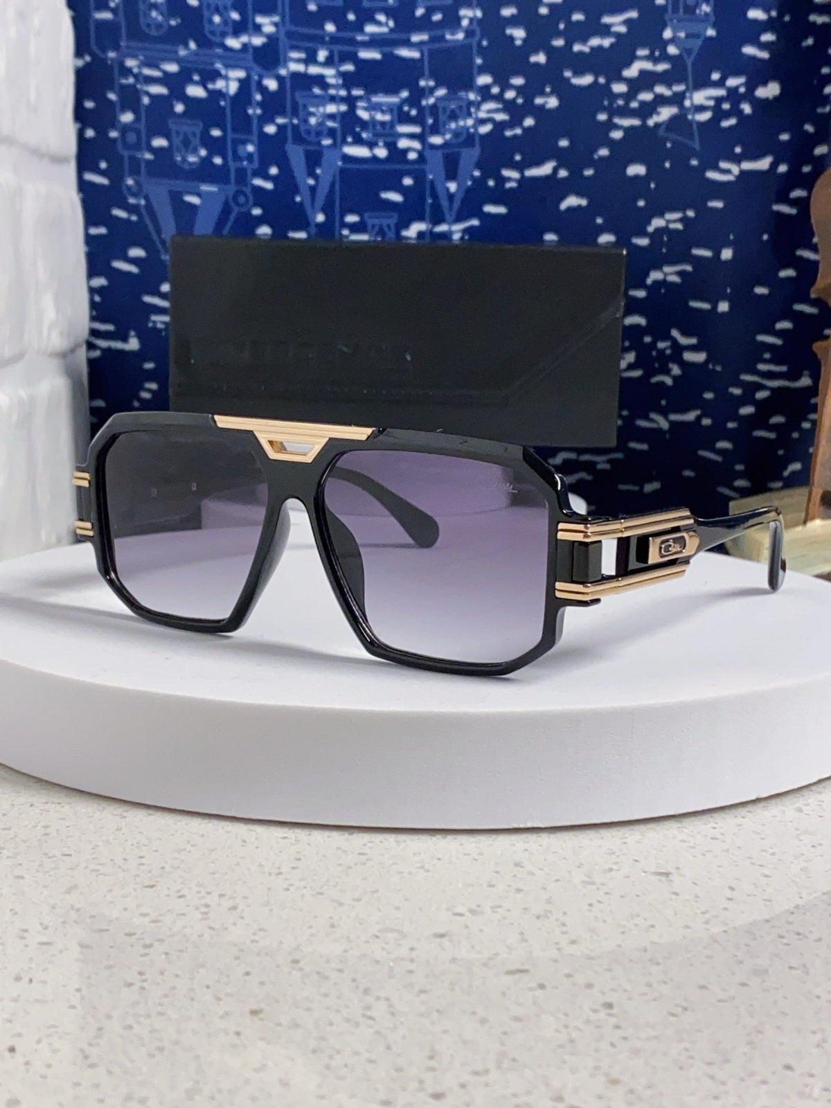 Steampunk retro square frame double beam sunglasses