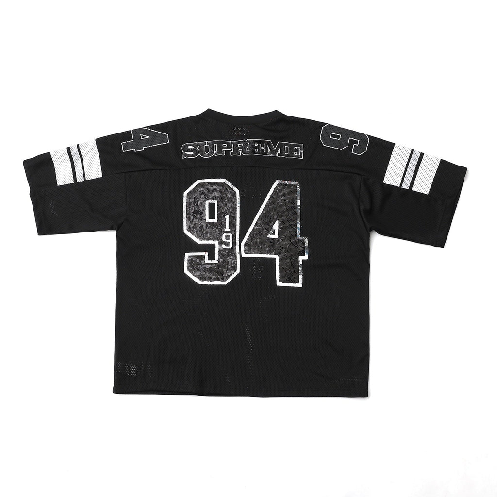 Sequin decal short sleeved casual football jersey for both men and women