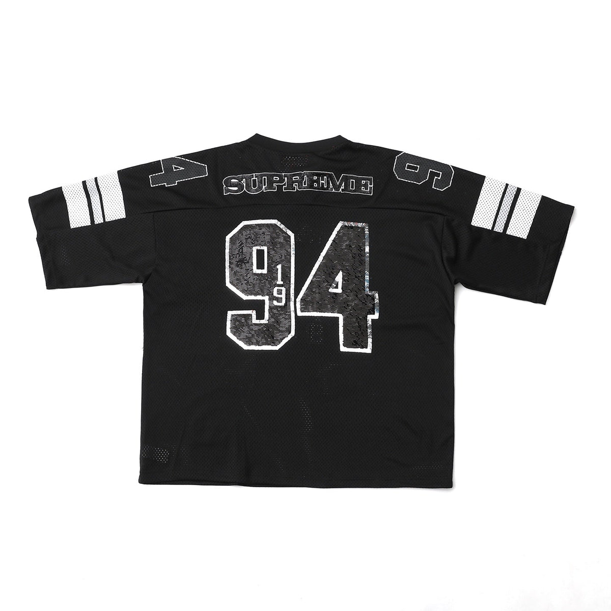 Sequin decal short sleeved casual football jersey for both men and women