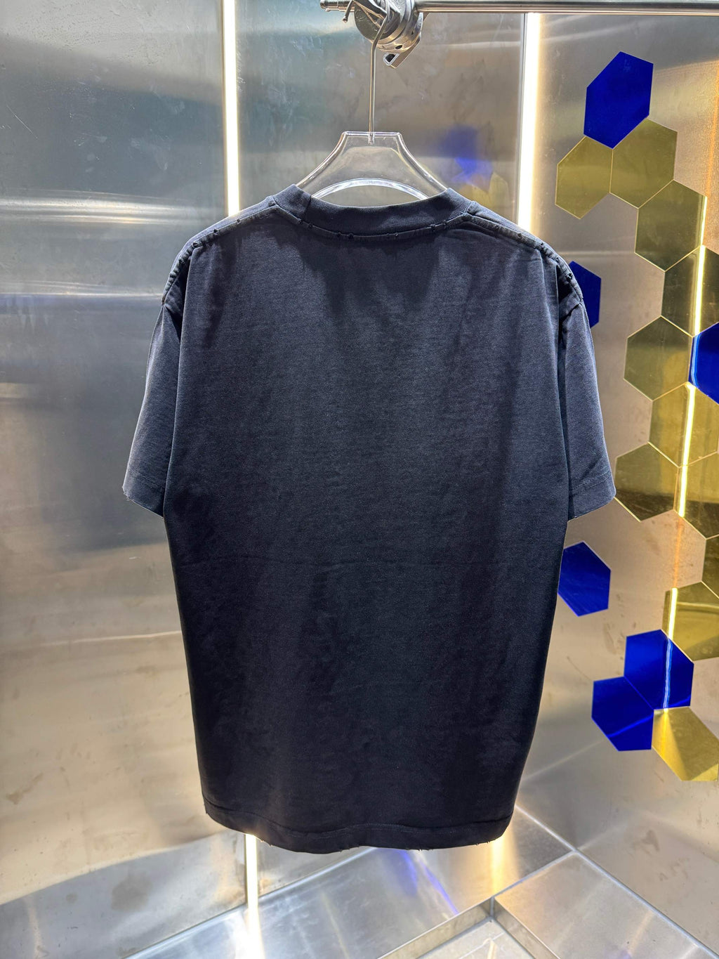 Spring and summer new washing water abrasion 320g round neck short sleeved shirt