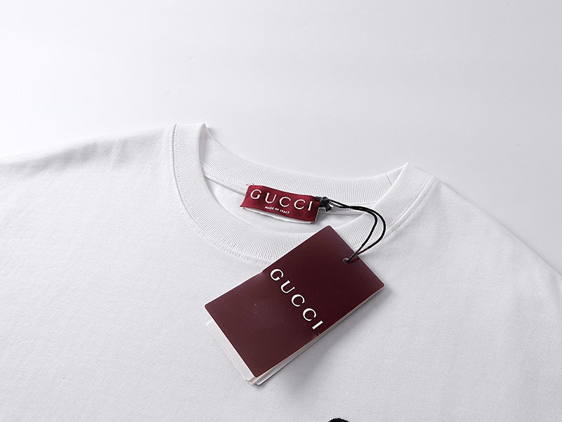 Embroidered front and printed back T-shirt