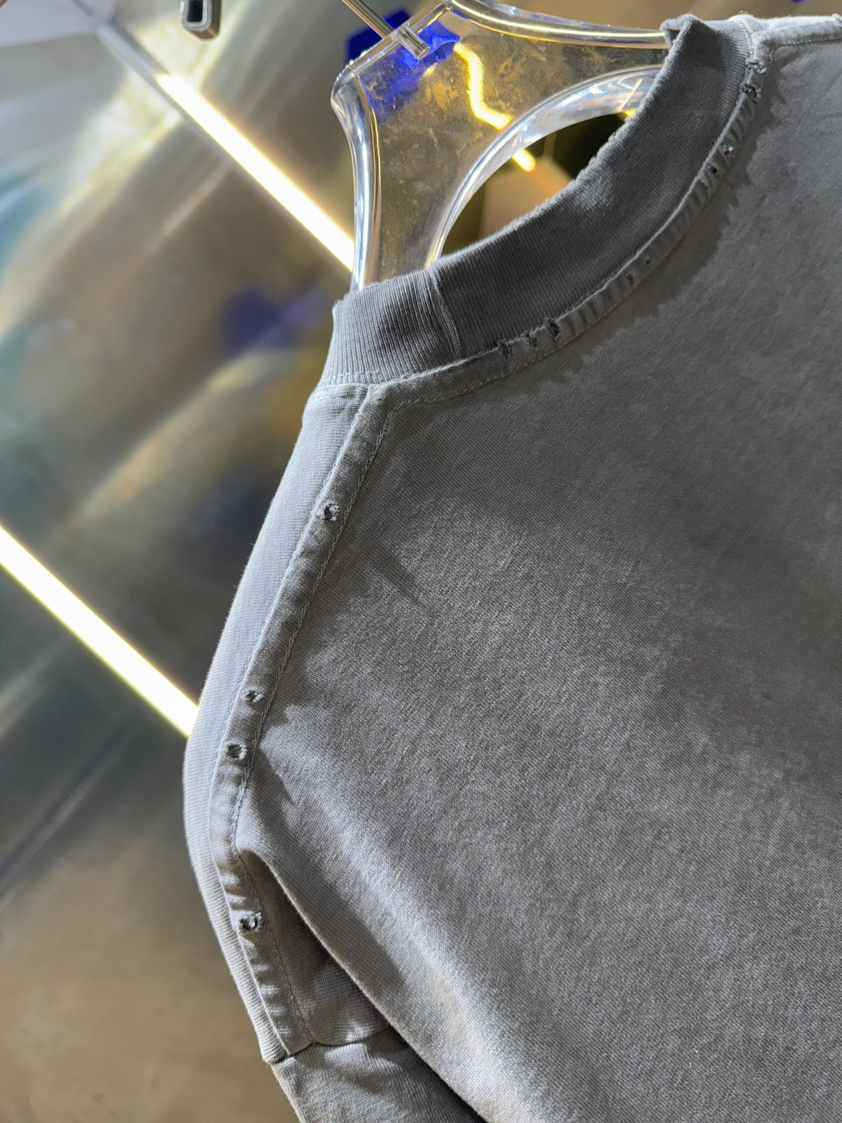 Spring and summer new washing water abrasion 320g round neck short sleeved shirt