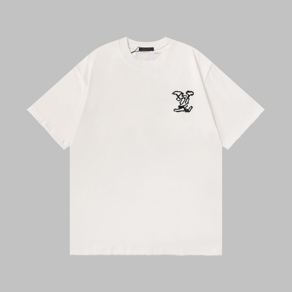 Cotton embroidered short sleeved T-shirt