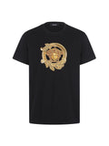Embroidered cotton plain knit short sleeved T-shirt