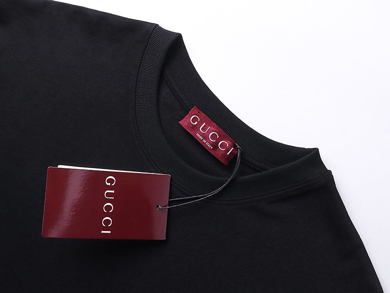 Embroidered front and printed back T-shirt