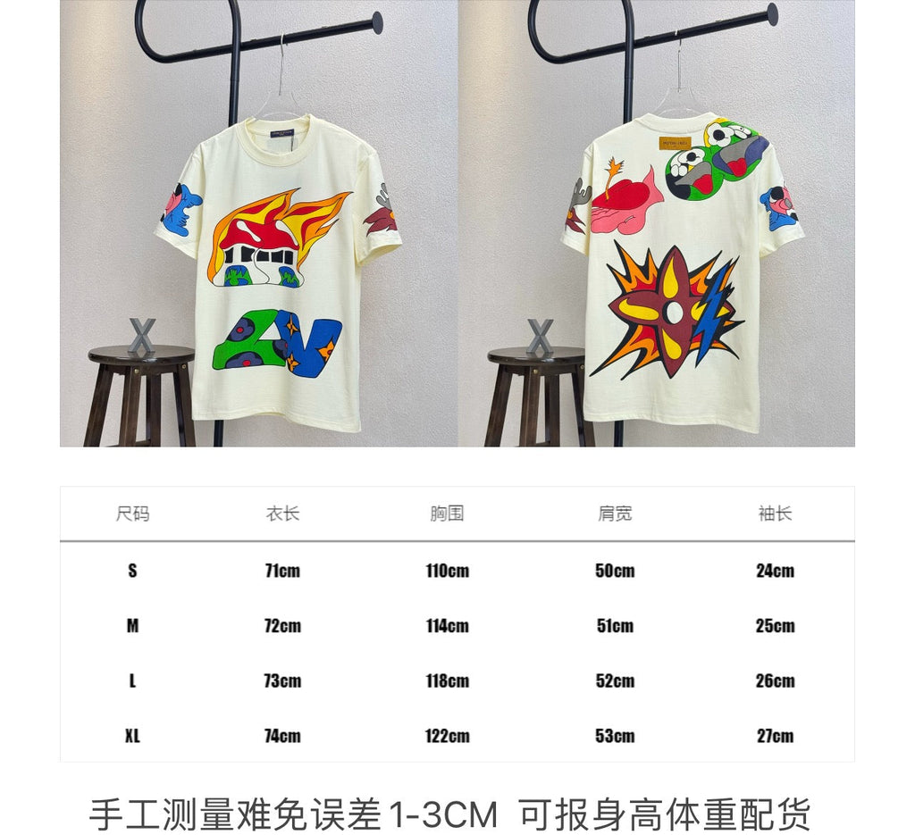 Flame printed round neck short sleeved shirt