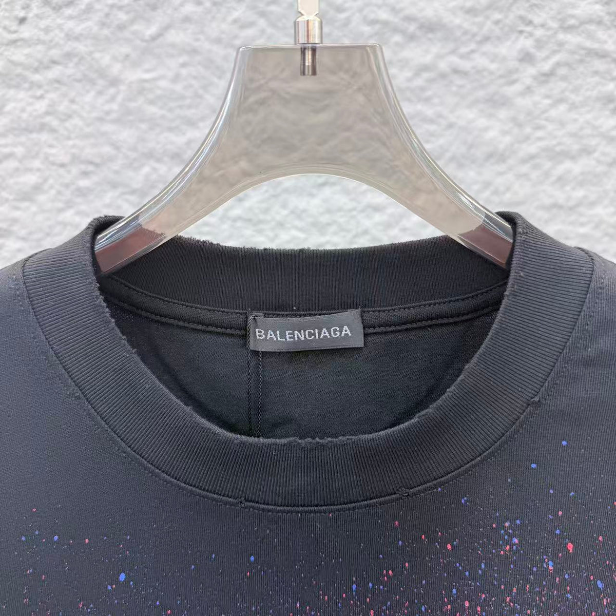3D foam hand-painted ink splashed round neck short sleeved t-shirt