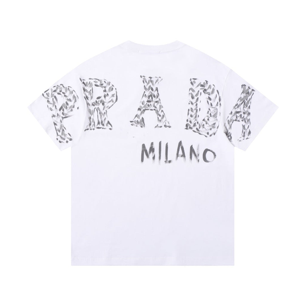 Logo hand drawn letter short sleeved shirt