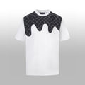 Heavy craftsmanship single item splicing denim wave patch embroidery spring and summer new style short sleeved T-shirt
