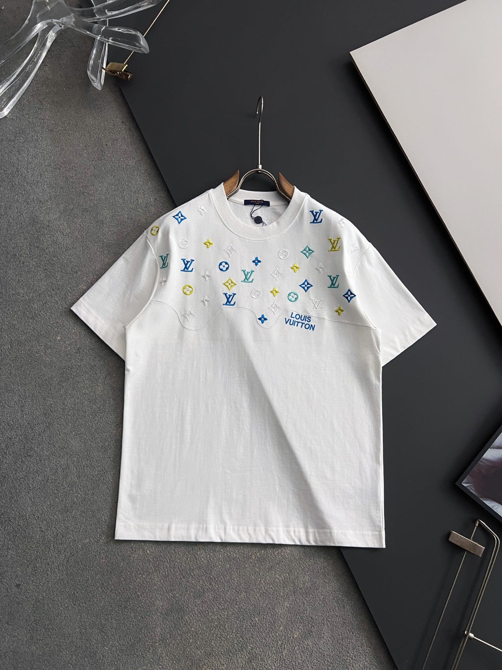 Digital Full Flower Embroidered Round Neck T-shirt