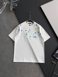 Digital Full Flower Embroidered Round Neck T-shirt