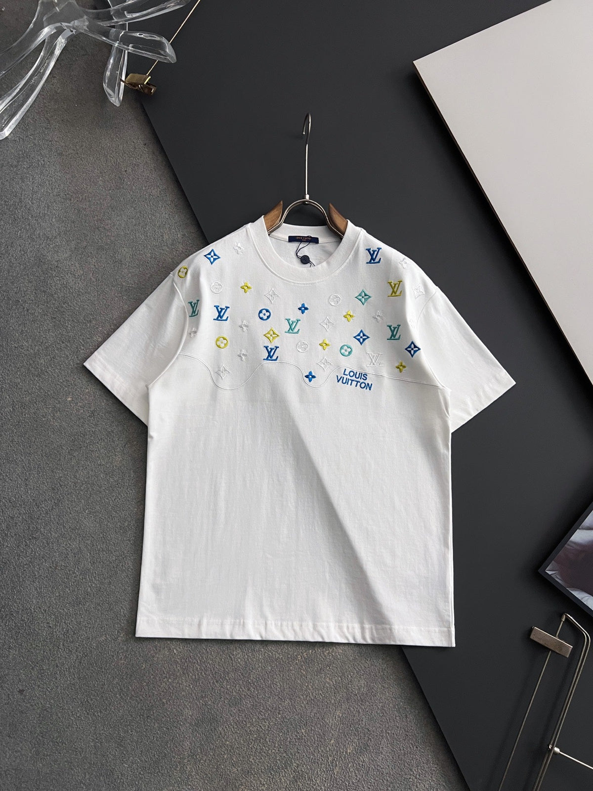 Digital Full Flower Embroidered Round Neck T-shirt