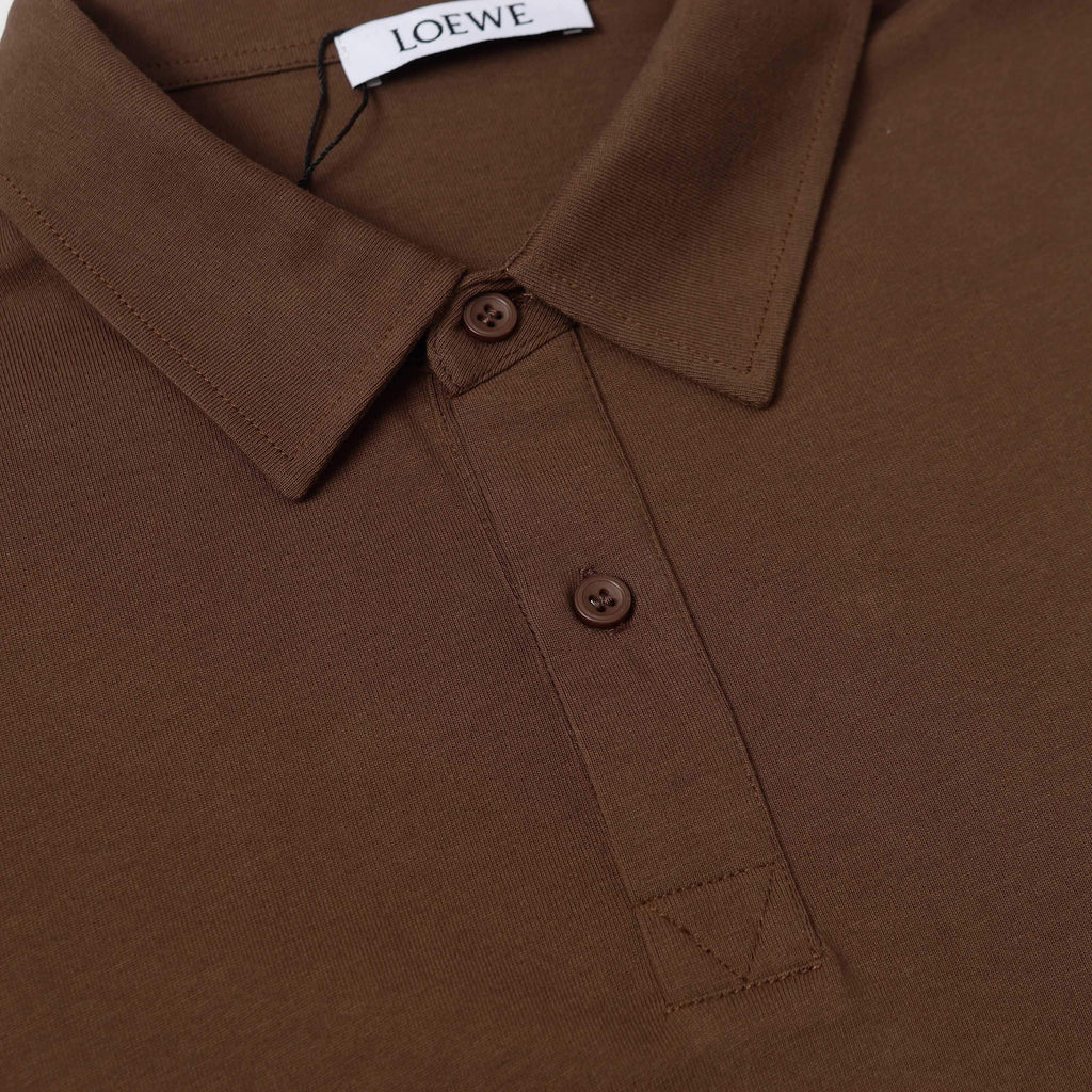 Brown Black Embroidered Polo