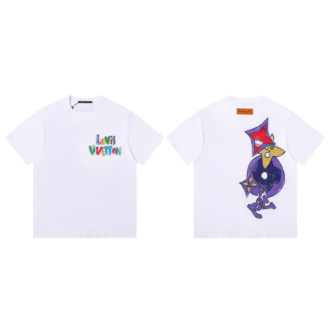 Hand drawn graffiti, splashed ink letters, logo, short sleeved t-shirt