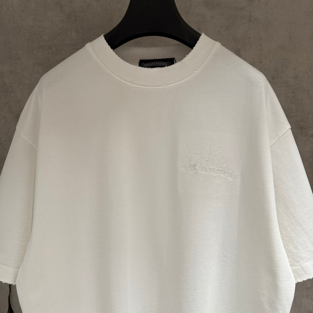 Embroidered T-shirt with front and back panels