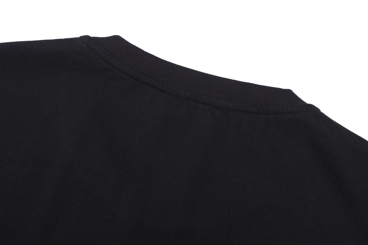 Embroidered cotton plain knit short sleeved T-shirt