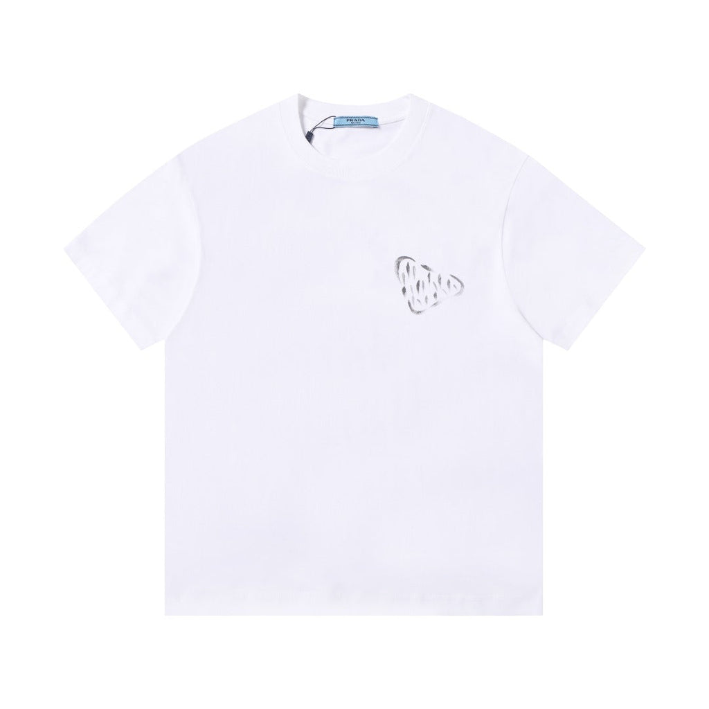 Logo hand drawn letter short sleeved shirt