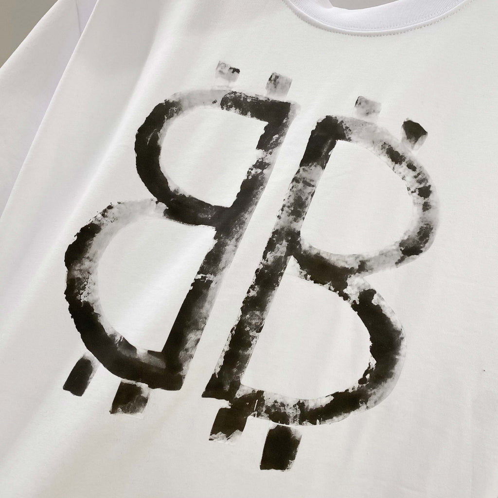 Chest sticker printed logo round neck short sleeved T-shirt 7