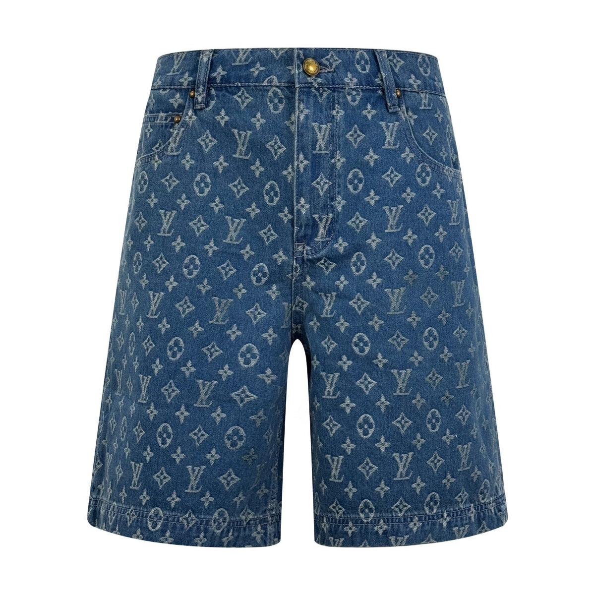 Full printed logo denim shorts