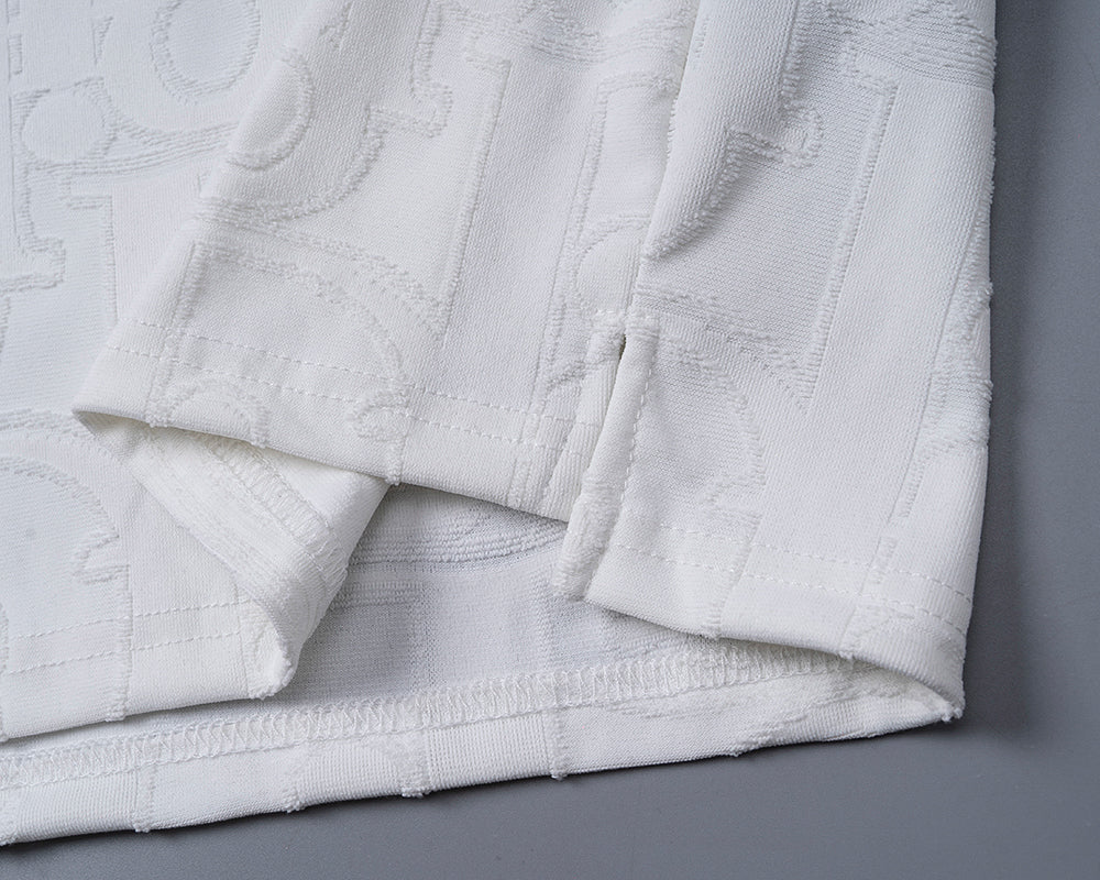 Knitted jacquard fabric lapel T-shirt
