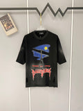 Vintage laser burn flower sticker embroidery couple casual short sleeved T-shirt