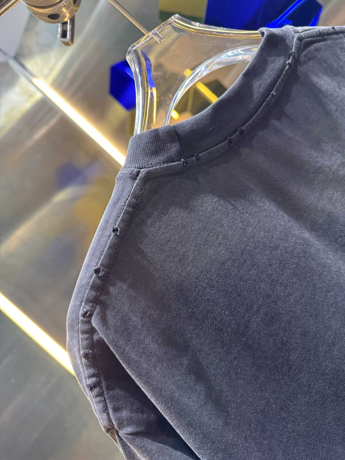 Spring and summer new washing water abrasion 320g round neck short sleeved shirt