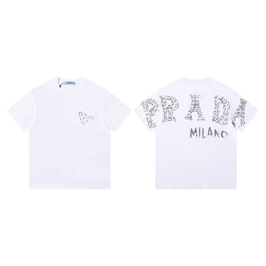 Logo hand drawn letter short sleeved shirt
