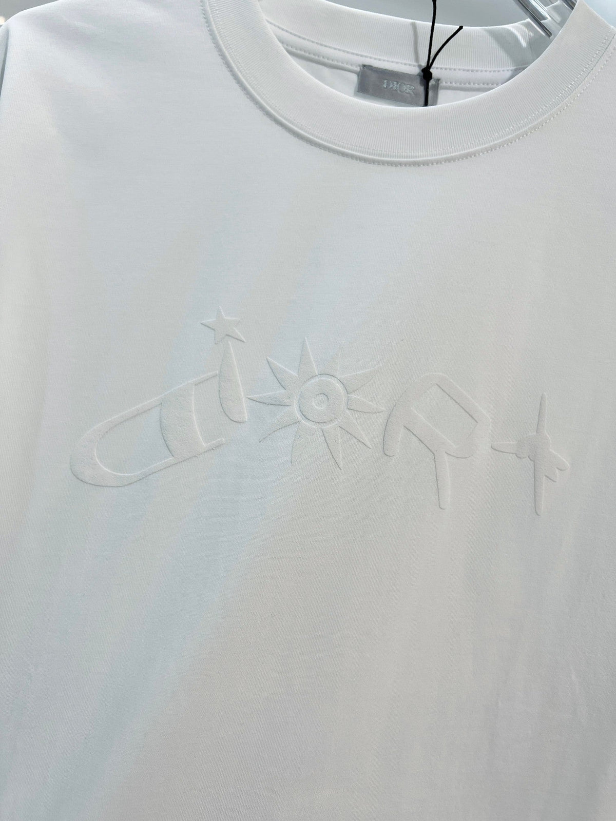 Digital flocking foam sunflower letter short sleeved shirt