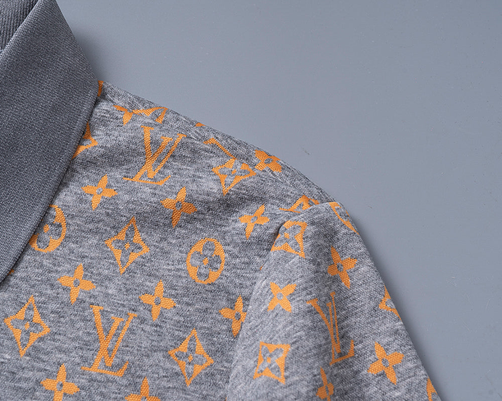 Knitted jacquard fabric lapel T-shirt