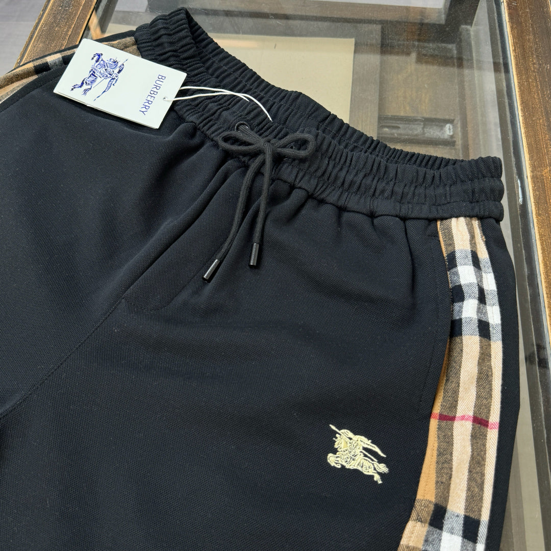 Latest two side checkered patchwork casual shorts