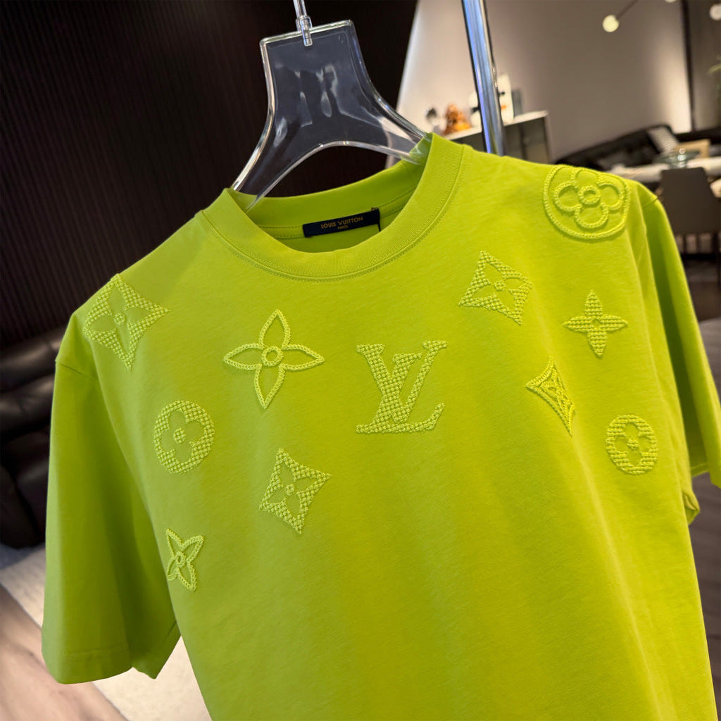 New embroidery craft logo letter short sleeved shirt