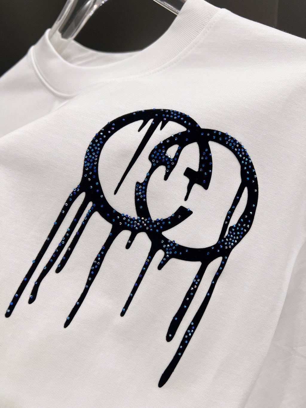 New logo Middle Eastern Australian diamond+plush printing technology short sleeved T-shirt