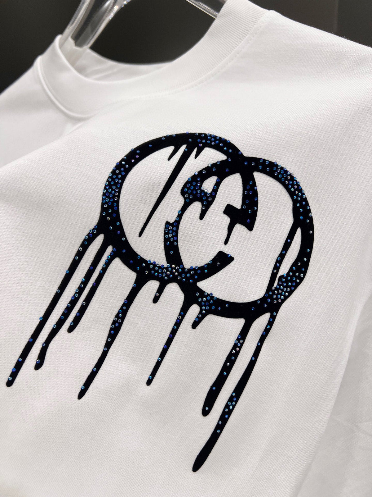 New logo Middle Eastern Australian diamond+plush printing technology short sleeved T-shirt